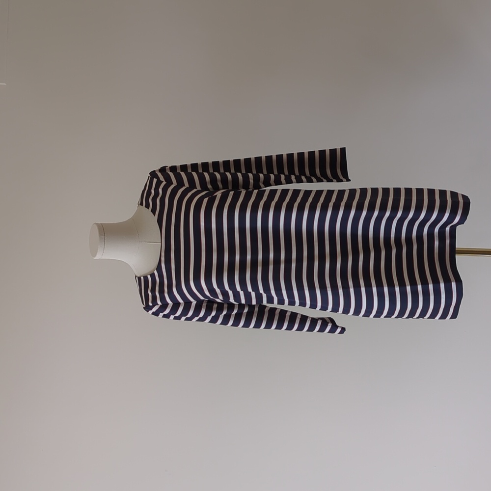 JCrew sz 4 shift dress white/navy strips with orange detail